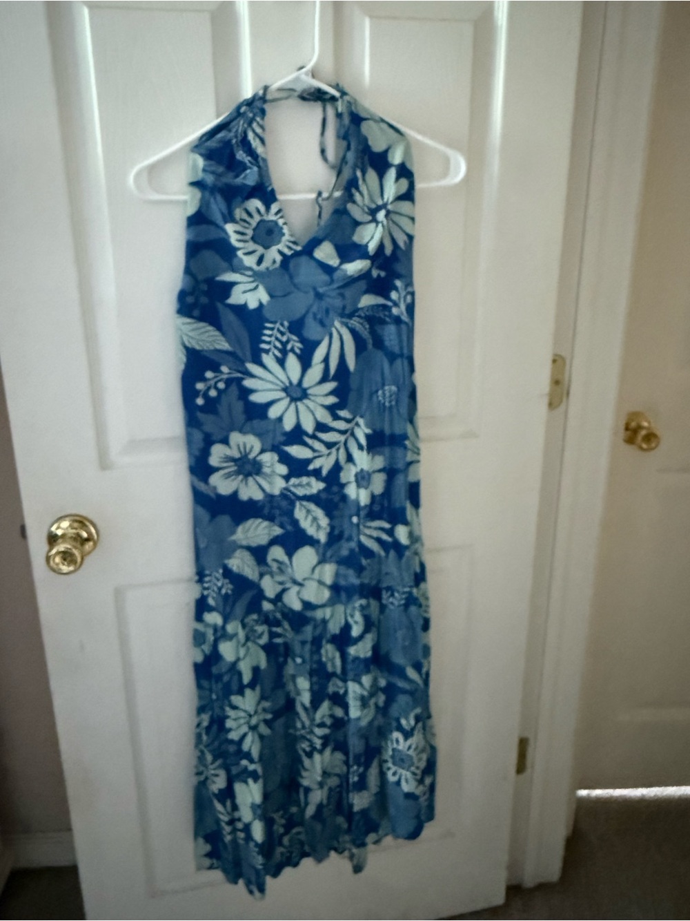 Angie Blue Floral Halter Maxi Dress